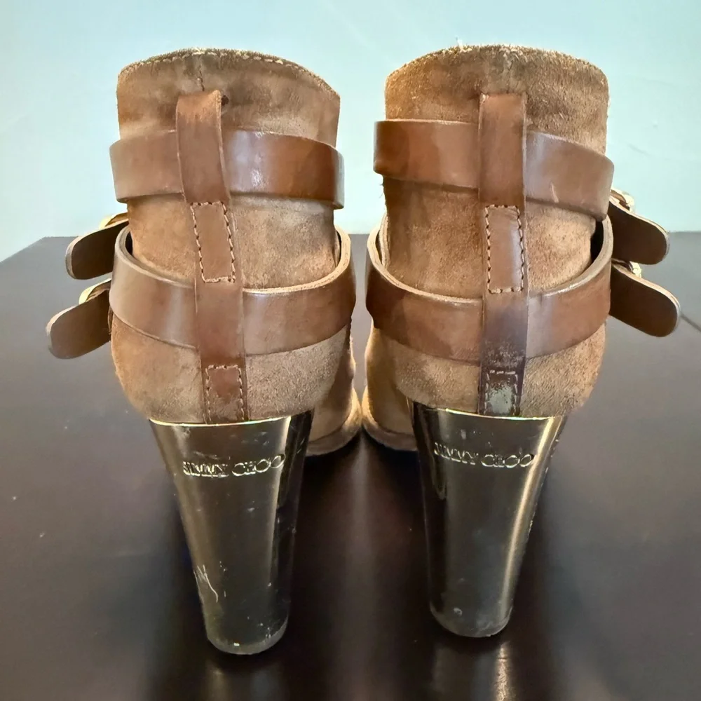 JIMMY CHOO Melba Suede Ankle Booties Size 37 - Picture 10 of 13